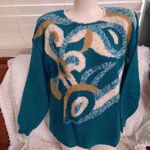 VINTAGE SWEATER SIZE M DANA SCOTT GOLD BEADED